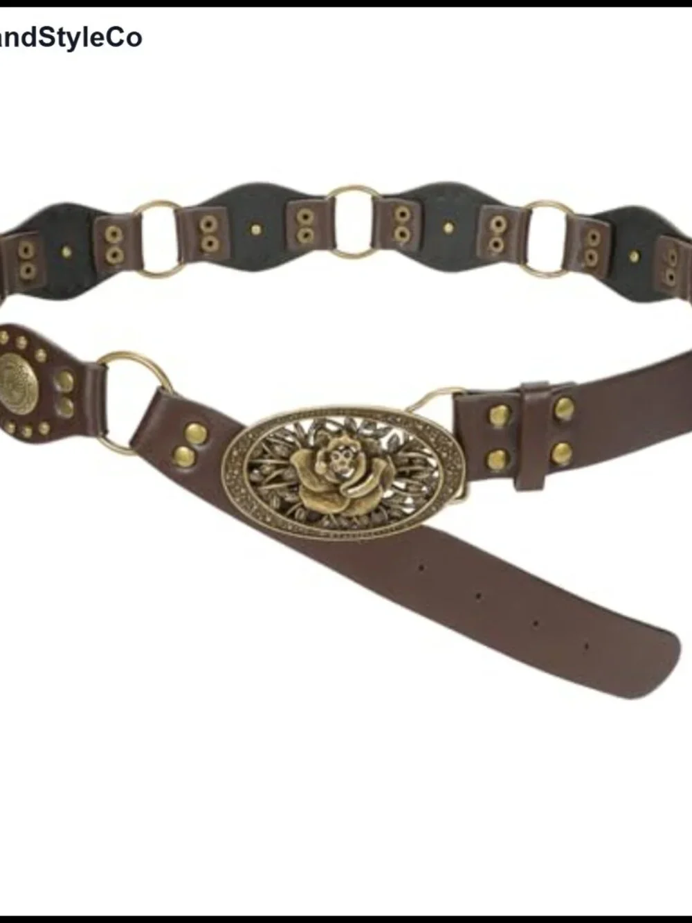 Women's Western Faux Leather Belt Vintage Studded Buckle Cowgirl